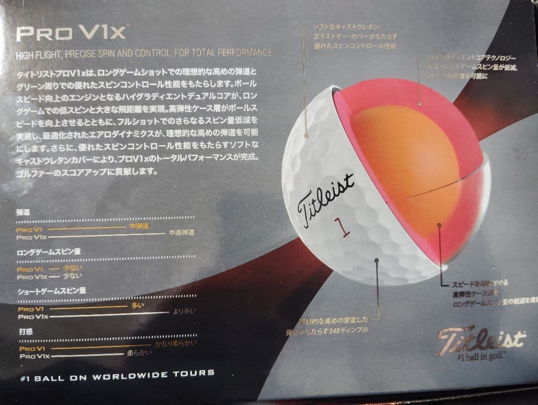 タイトリストPRO V1x 23ゴルフボール 1ダース 12球入り ホワイト