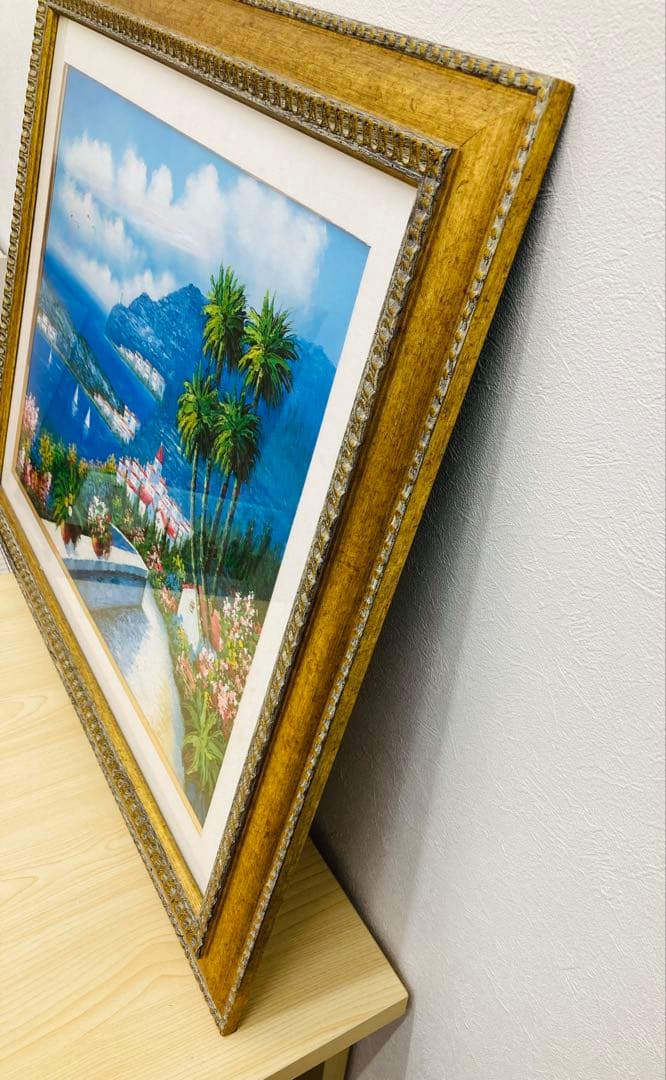 絵画 風景画 油絵 肉筆油彩画 地中海への道 王群作