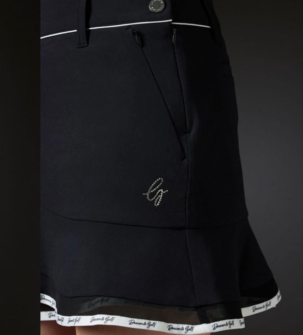 【デサントゴルフ】LUXEコレクション　裾ロゴ変形フレアスカート　インナー付　M
