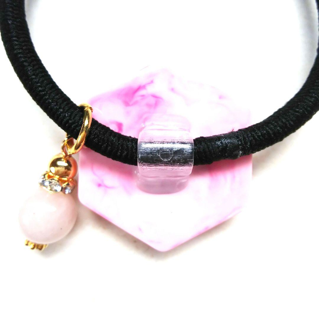 ヘアゴム レジン デビルキャット 黒猫ちゃんと可愛いお花