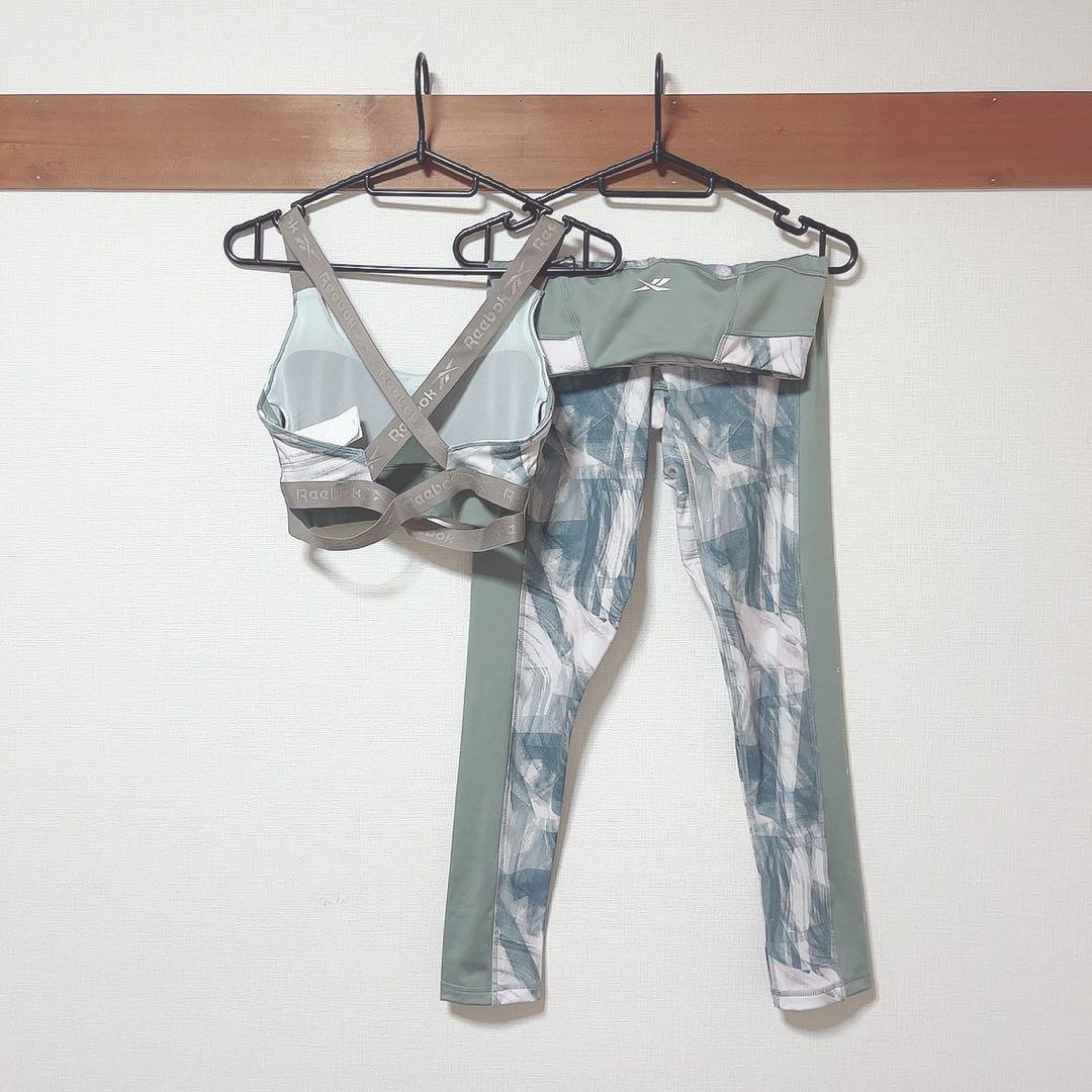 Reebok キレイフィット オールオーバー プリント スポーツブラ タイツ