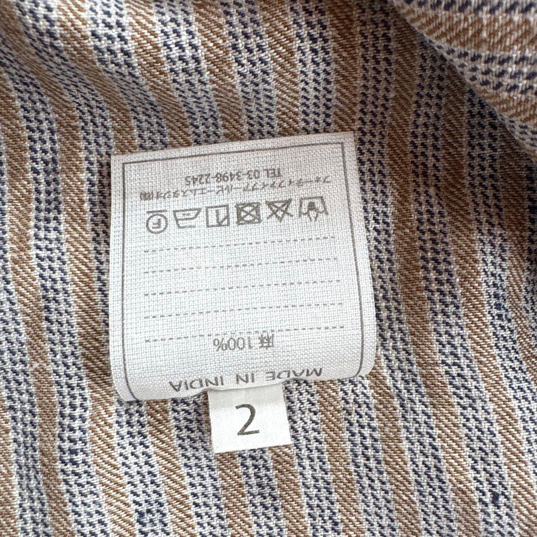 45R ストライプ バンドカラーシャツ 長袖