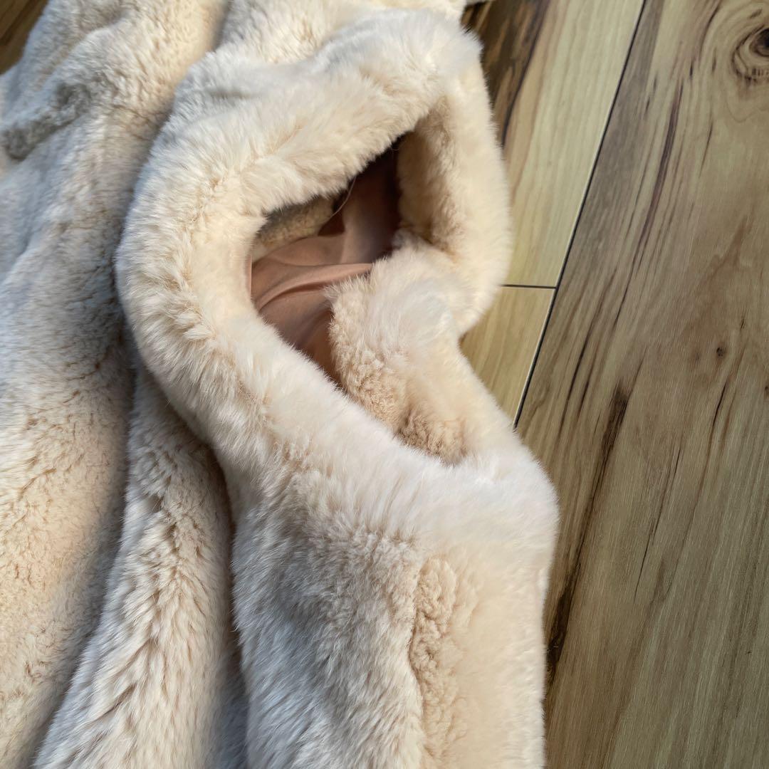 a-jolie レディース ラビットファーフードベスト