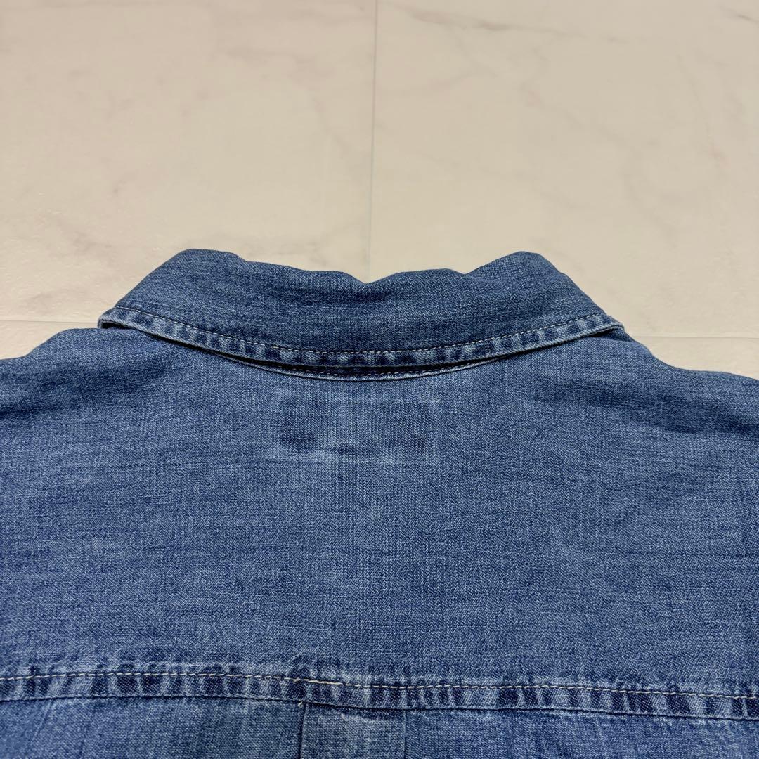 ポロバイラルフローレン　近年　シャンブレー　ロングデニムシャツ　ポニー　M 青