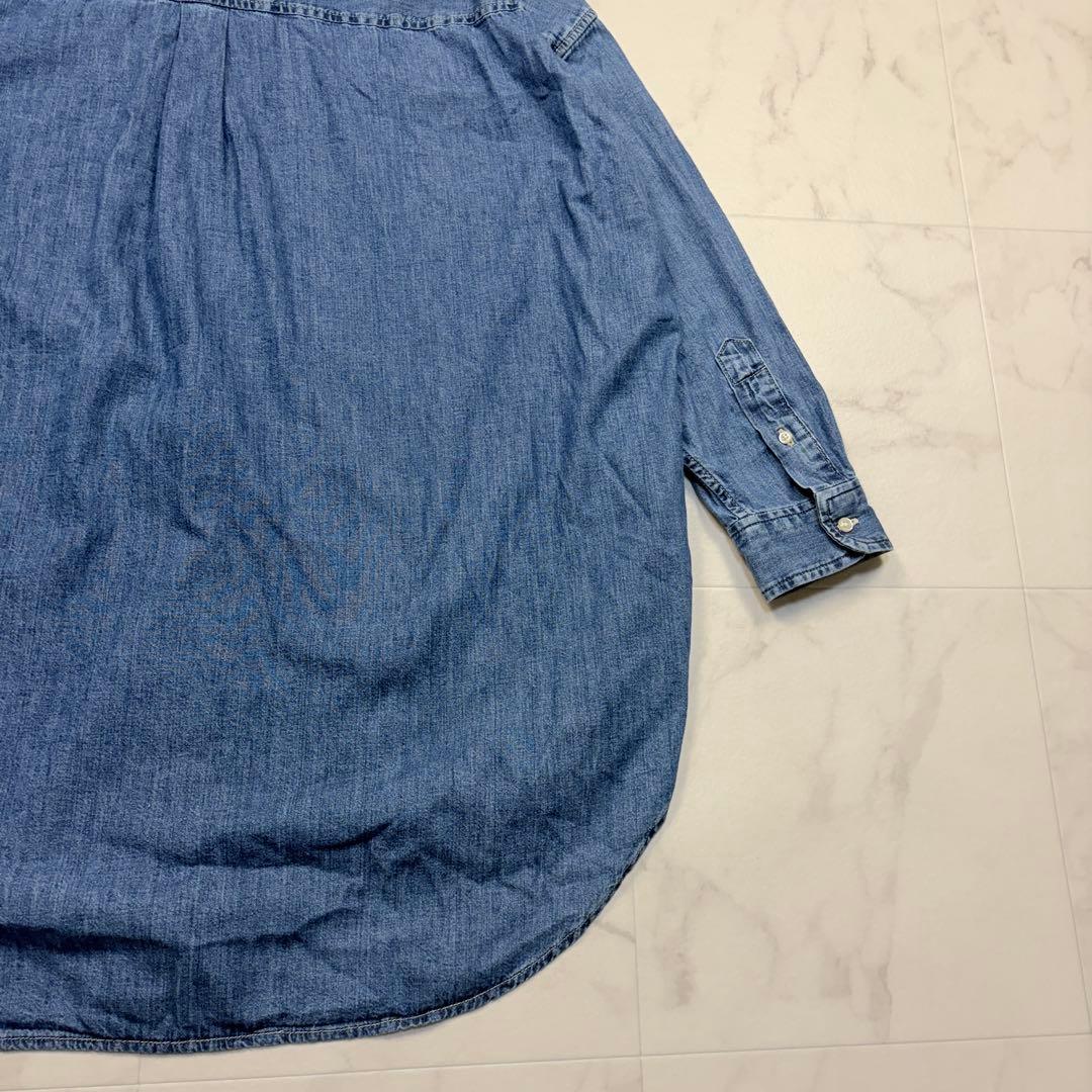 ポロバイラルフローレン　近年　シャンブレー　ロングデニムシャツ　ポニー　M 青