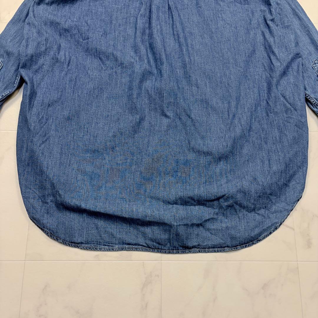 ポロバイラルフローレン　近年　シャンブレー　ロングデニムシャツ　ポニー　M 青