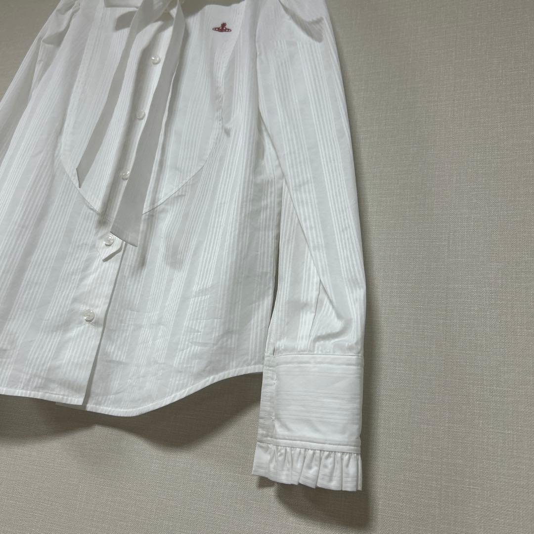 美品2025AW ヴィヴィアンウエストウッド ORBジャガードフリルボウシャツ