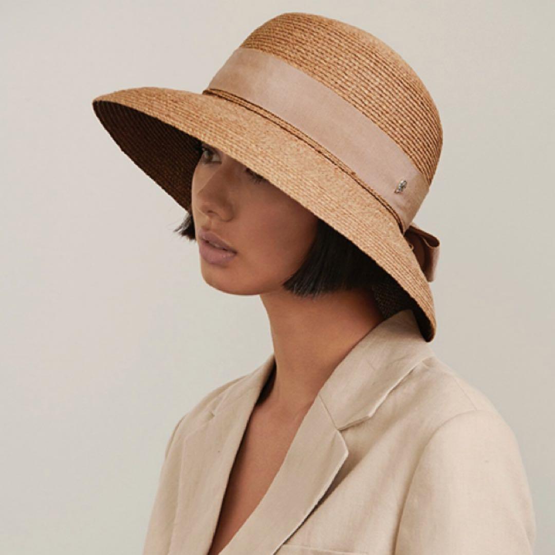 美品 ヘレンカミンスキー グログランリボン ラフィアハット