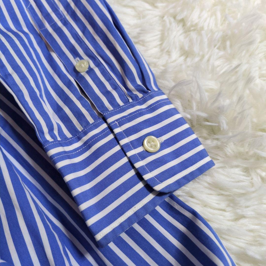 ポロラルフローレン　シャツワンピース　ポニー　ストライプ　ブルー　Aライン