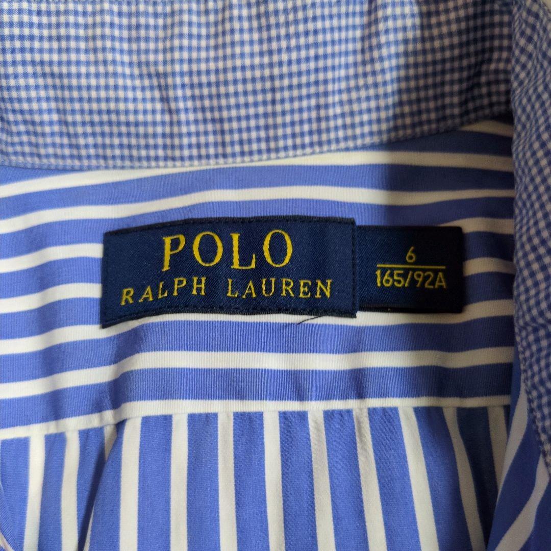 ポロラルフローレン　シャツワンピース　ポニー　ストライプ　ブルー　Aライン