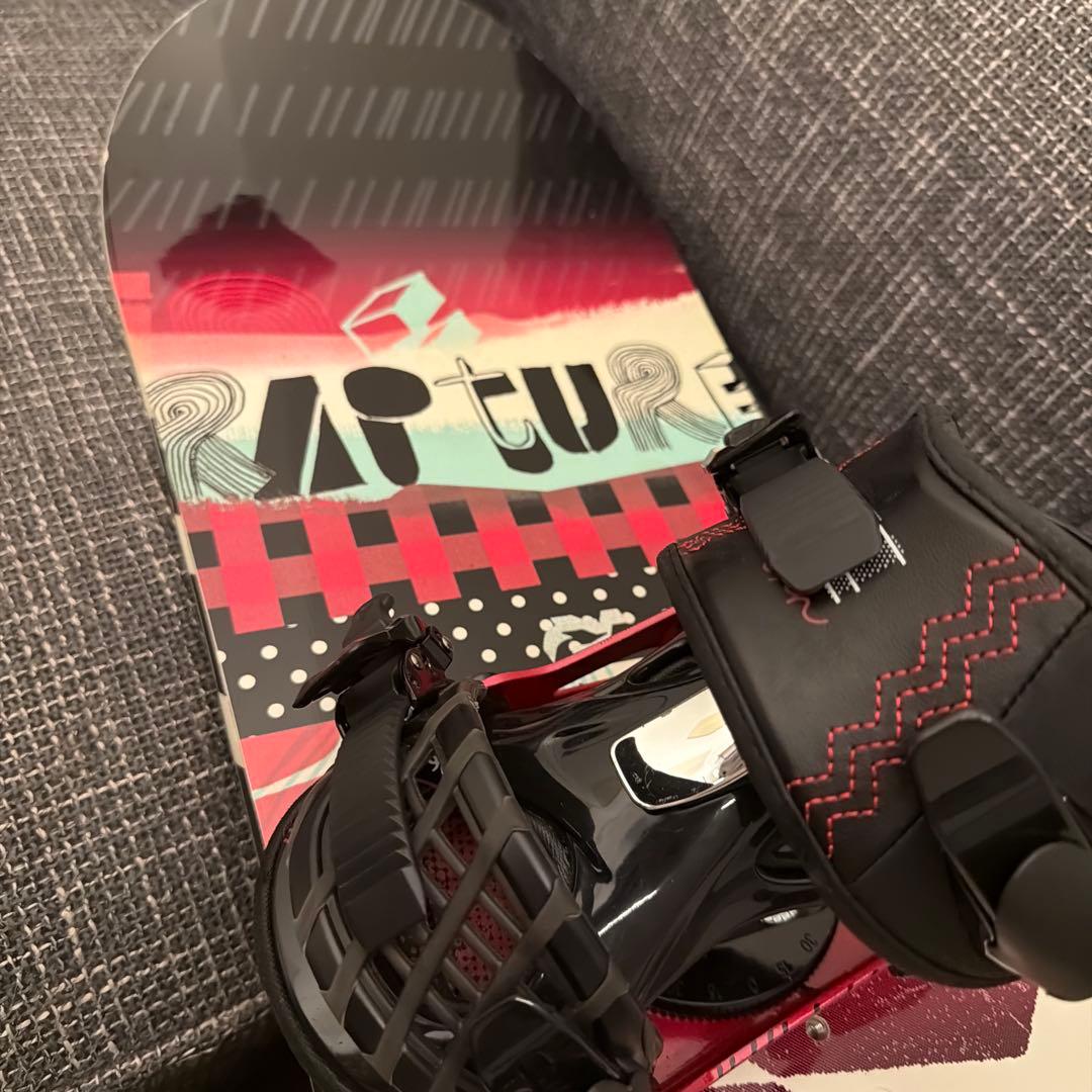 138cmスノーボード板ビンディング2点セットピンク初心者用スタンダード