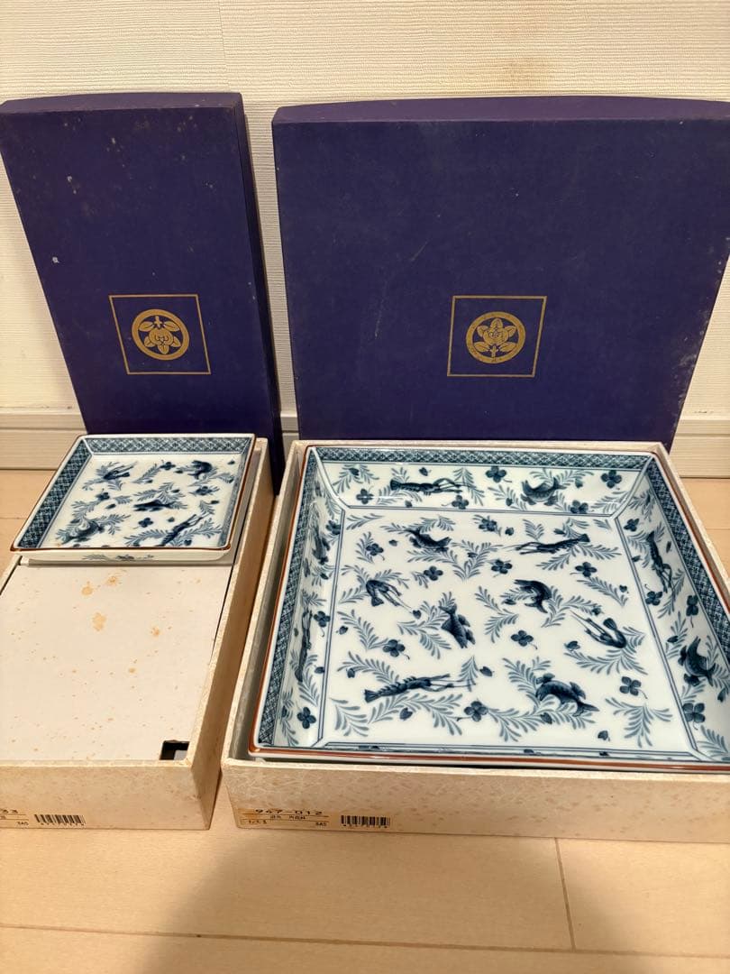 【たち吉】遊魚 銘々皿5枚 遊魚 角盛鉢1枚 染からくさ角盛鉢1枚 新品未使用