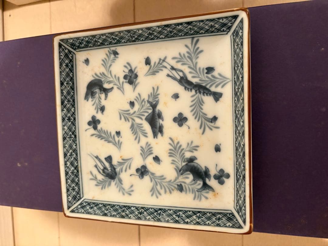 【たち吉】遊魚 銘々皿5枚 遊魚 角盛鉢1枚 染からくさ角盛鉢1枚 新品未使用