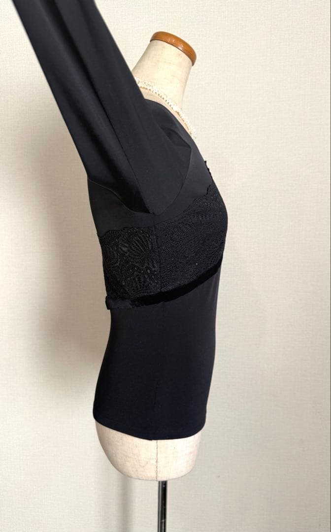 sale! 美品　Chacott チャコット　トップス　ベロアリボン　レース　黒