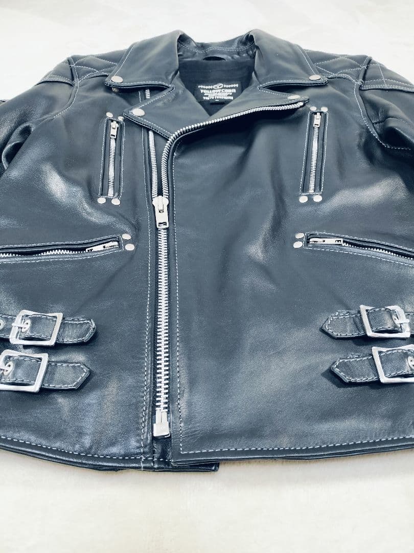 【良品】YELLOW CORN カウレザー ダブルライダース 黒 Lサイズ