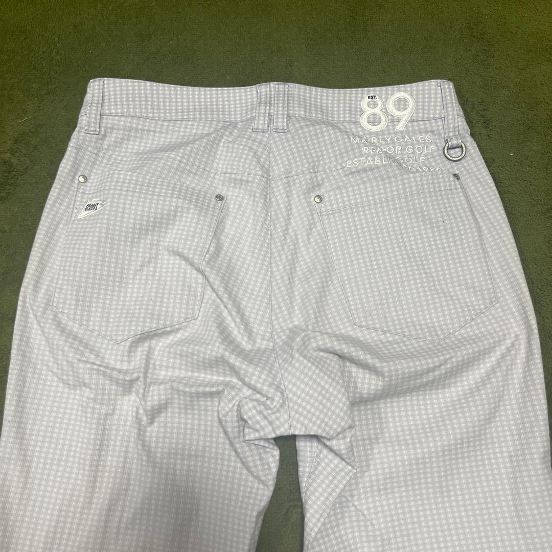 レディース ゴルフパンツ 白とグレー チェック柄