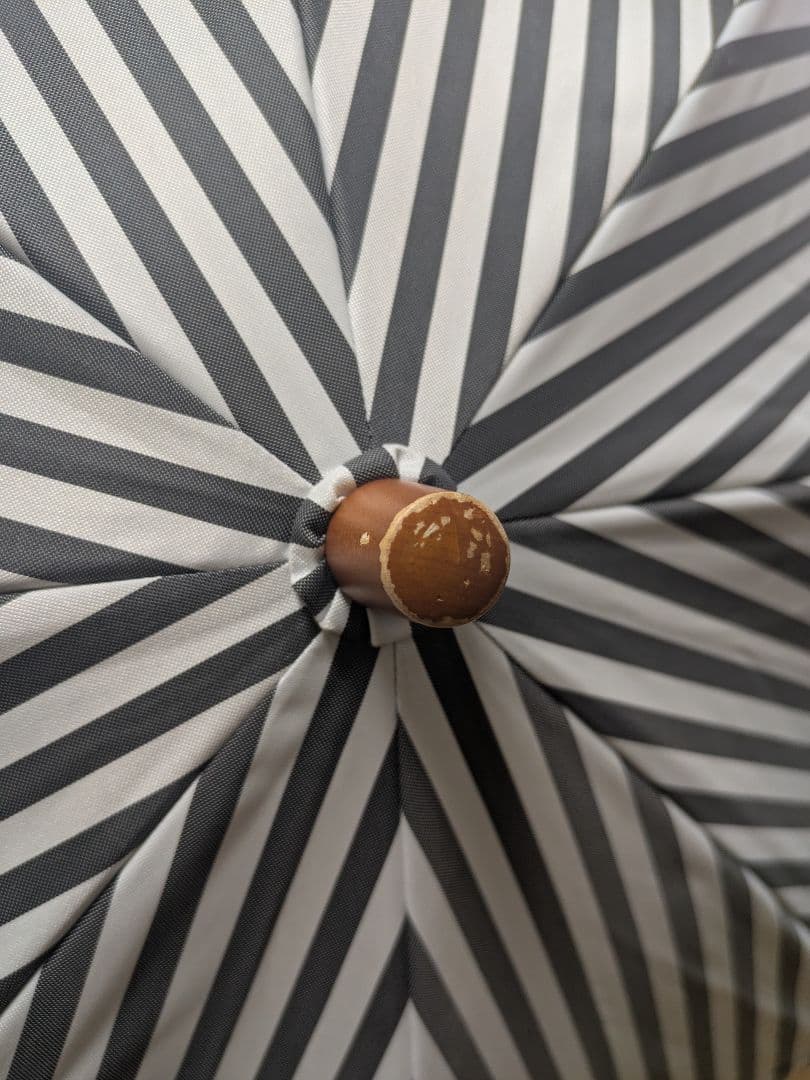 【中古】SUN BARRIER 100 日傘 白黒ストライプ フリル付き