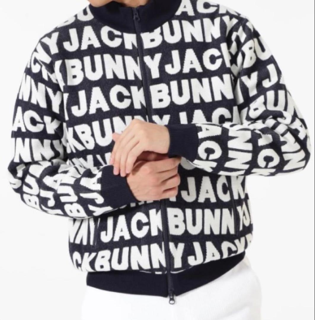 新品 パーリーゲイツ ジャックバニー ロゴジャガード防風裏地ブルゾン(5)L/紺