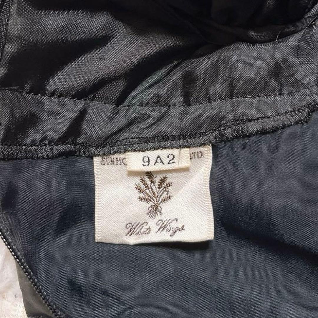 日本製 3way ロング ドレス フレア フリル 花柄 刺繍 パフスリーブ 黒