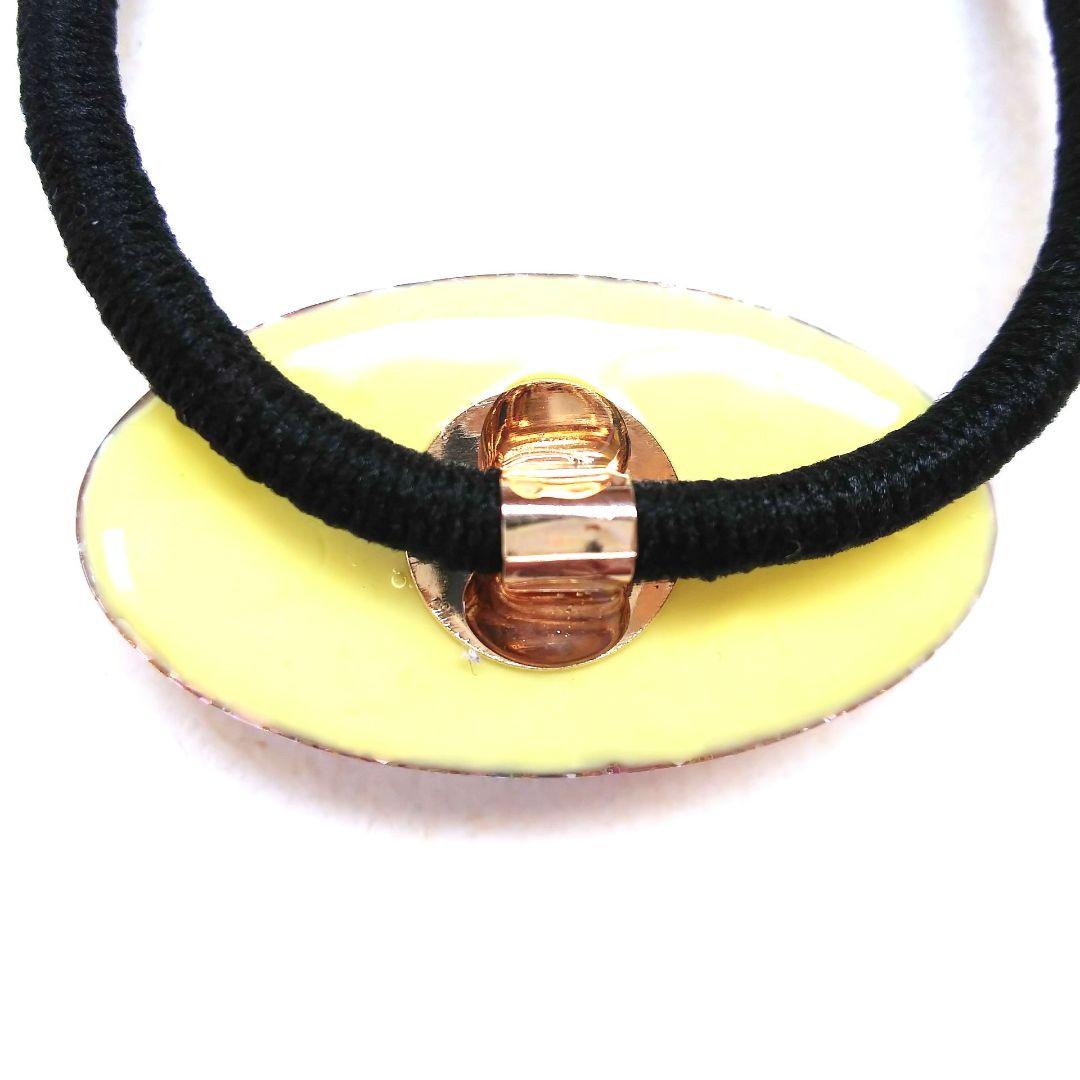 ヘアゴム レジン オーバル型 天然石ローズクォーツと桜とお花