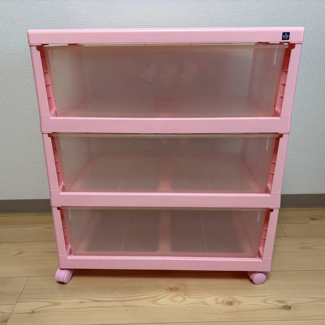 サンリオ　ハローキティ　エンジェル　3段収納ケース　衣装ケース　ピンク