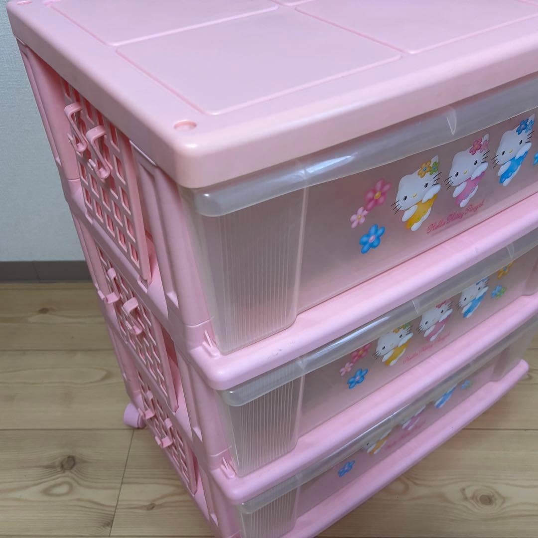 サンリオ　ハローキティ　エンジェル　3段収納ケース　衣装ケース　ピンク