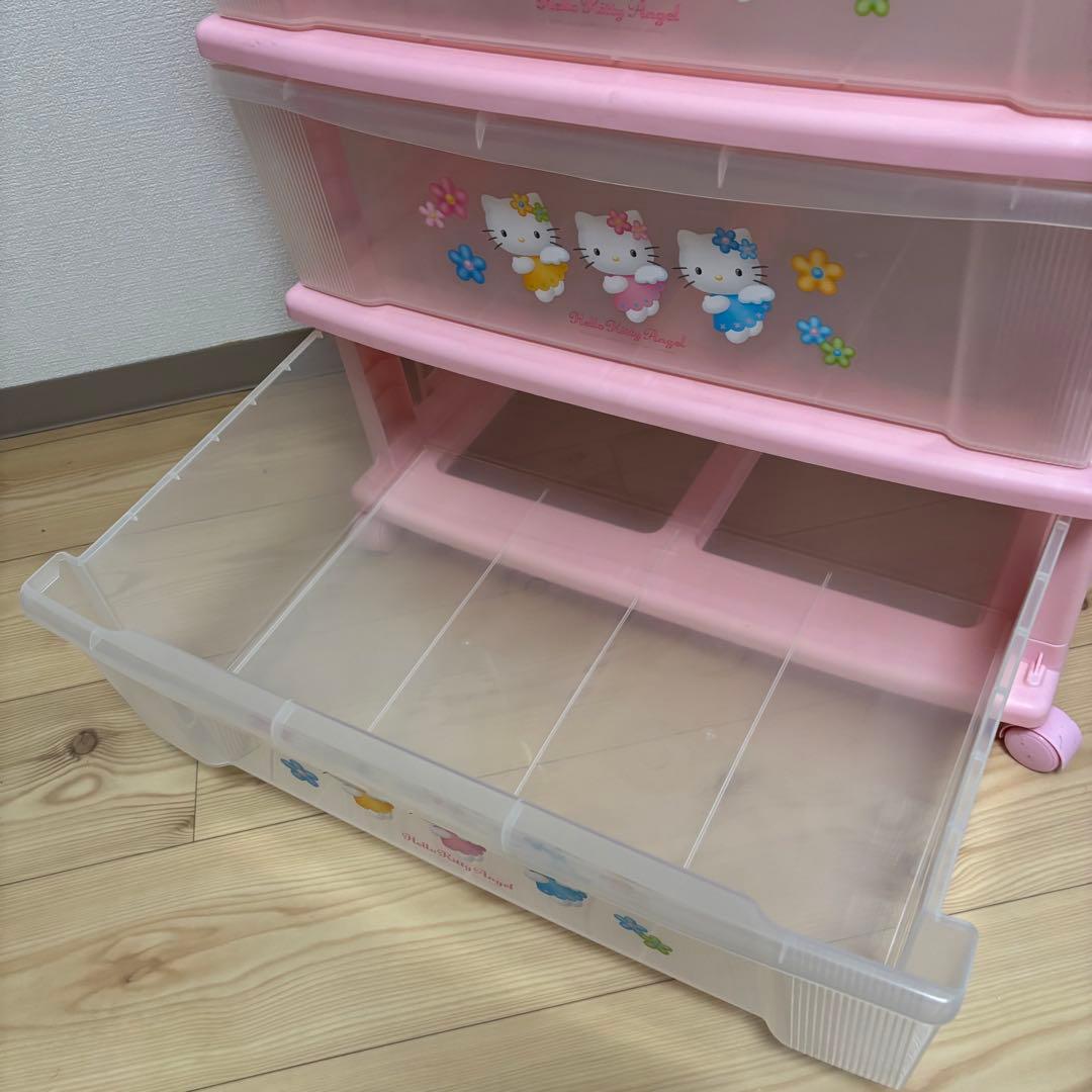 サンリオ　ハローキティ　エンジェル　3段収納ケース　衣装ケース　ピンク