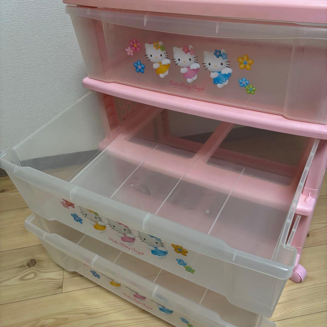 サンリオ　ハローキティ　エンジェル　3段収納ケース　衣装ケース　ピンク