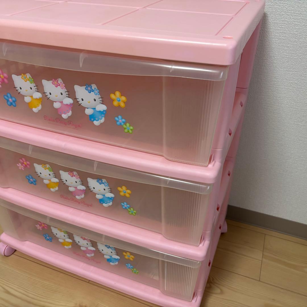 サンリオ　ハローキティ　エンジェル　3段収納ケース　衣装ケース　ピンク