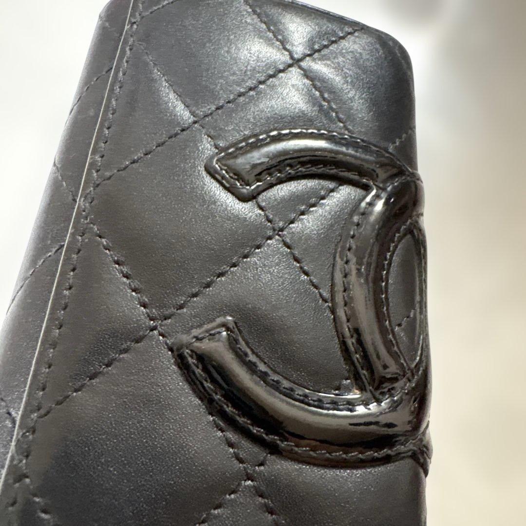 CHANEL ブラック キーケース　カンボンライン ピンク