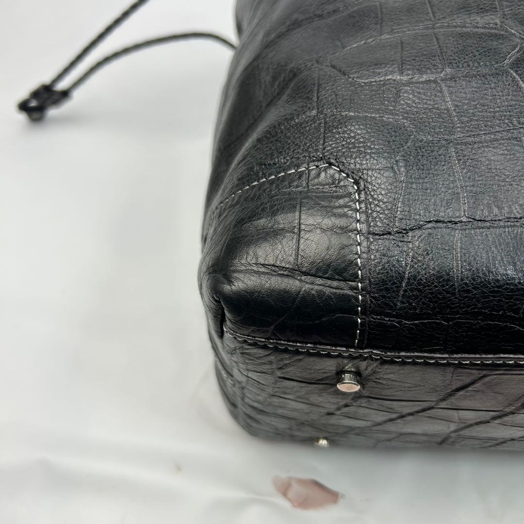 【美品】アニアリ　トートバッグ　レザー　大容量　クロコ型押し　肩掛け　ビジネス