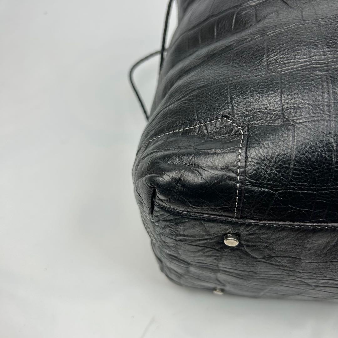 【美品】アニアリ　トートバッグ　レザー　大容量　クロコ型押し　肩掛け　ビジネス