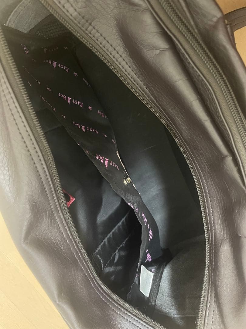 EASTBOY スクールバッグ　焦げ茶　ピンク女神刺繍　ブラウン　スクバ