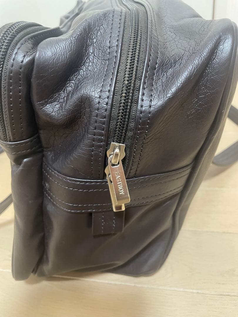 EASTBOY スクールバッグ　焦げ茶　ピンク女神刺繍　ブラウン　スクバ