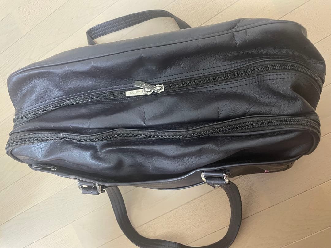 EASTBOY スクールバッグ　焦げ茶　ピンク女神刺繍　ブラウン　スクバ