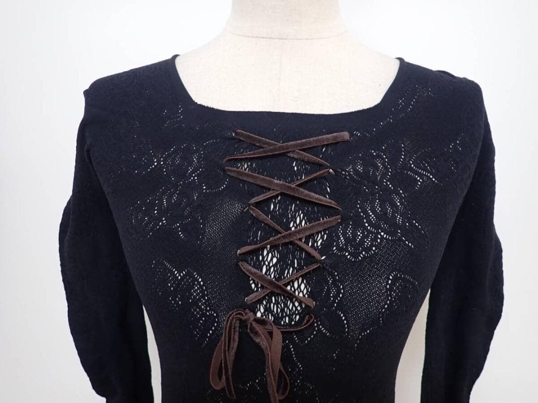 B1449【チャコット】美品★黒/ノーソーイング/トップス/社交ダンス