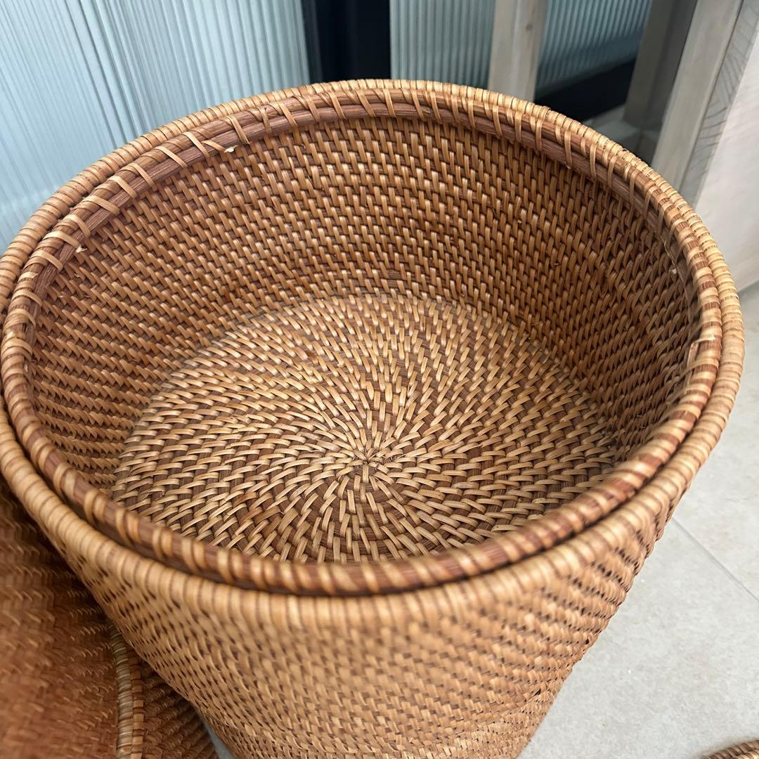 無印良品　ラタンラウンドバスケット4個セット　蓋なし本体のみ！