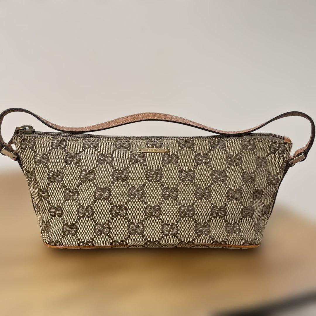 【美品】GUCCI ミニハンドバッグ　アクセサリーポーチ　GG柄　レザー