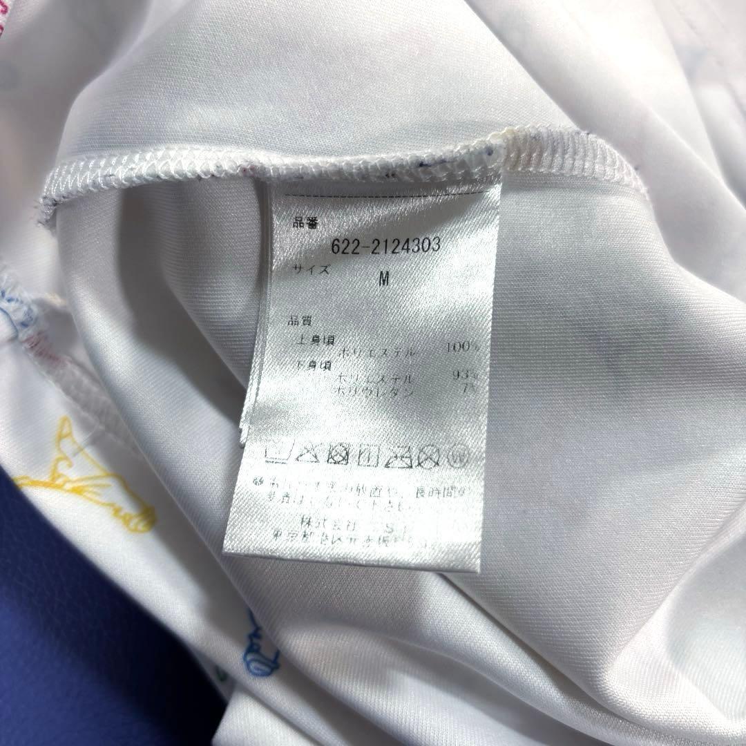 美品❗️PING ピン　M 半袖　モックネックワンピース　ドッキング　ホワイト