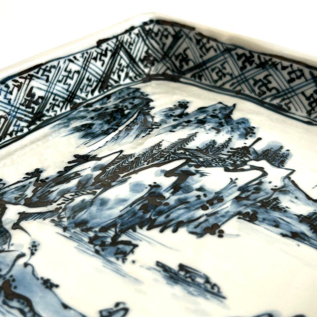 京焼 清水焼 六斎陶房 幸之介窯 染付 角皿 箱付 和食器 鉢 皿