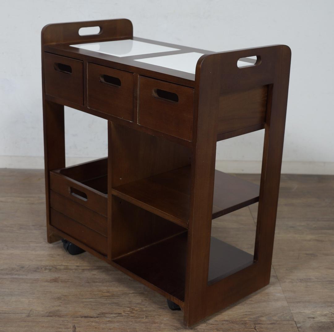 桐製 マルチストッカー キッチンラック 収納　ワゴン　完成品