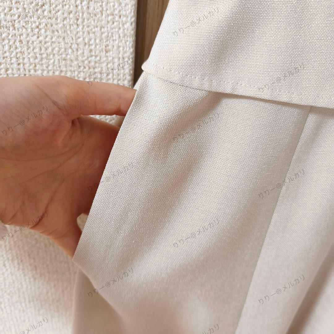 サイズ36　ANAYI　リネン調オックスフレアワンピース　アイボリー　アナイ