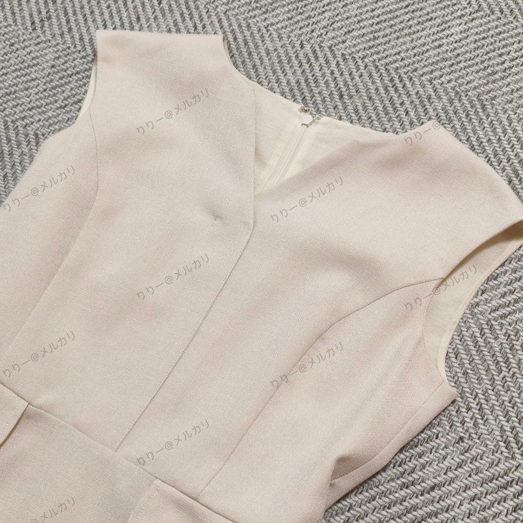 サイズ36　ANAYI　リネン調オックスフレアワンピース　アイボリー　アナイ