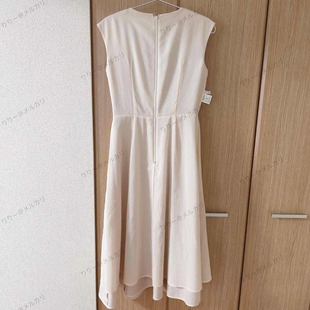 サイズ36　ANAYI　リネン調オックスフレアワンピース　アイボリー　アナイ
