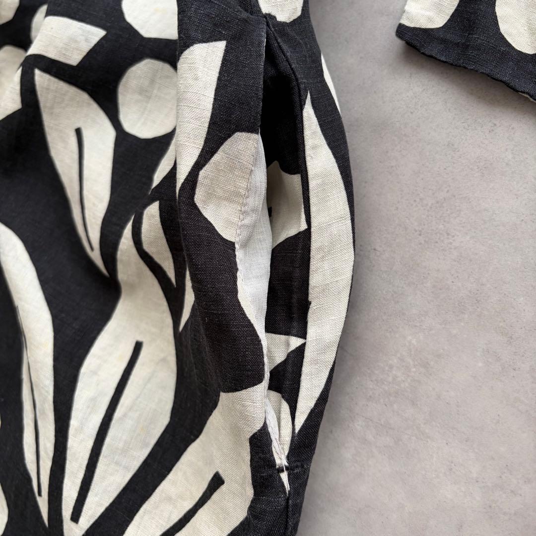 SOU・SOU 浴衣みたて 南天竹 麻100% 和柄ワンピース 黒