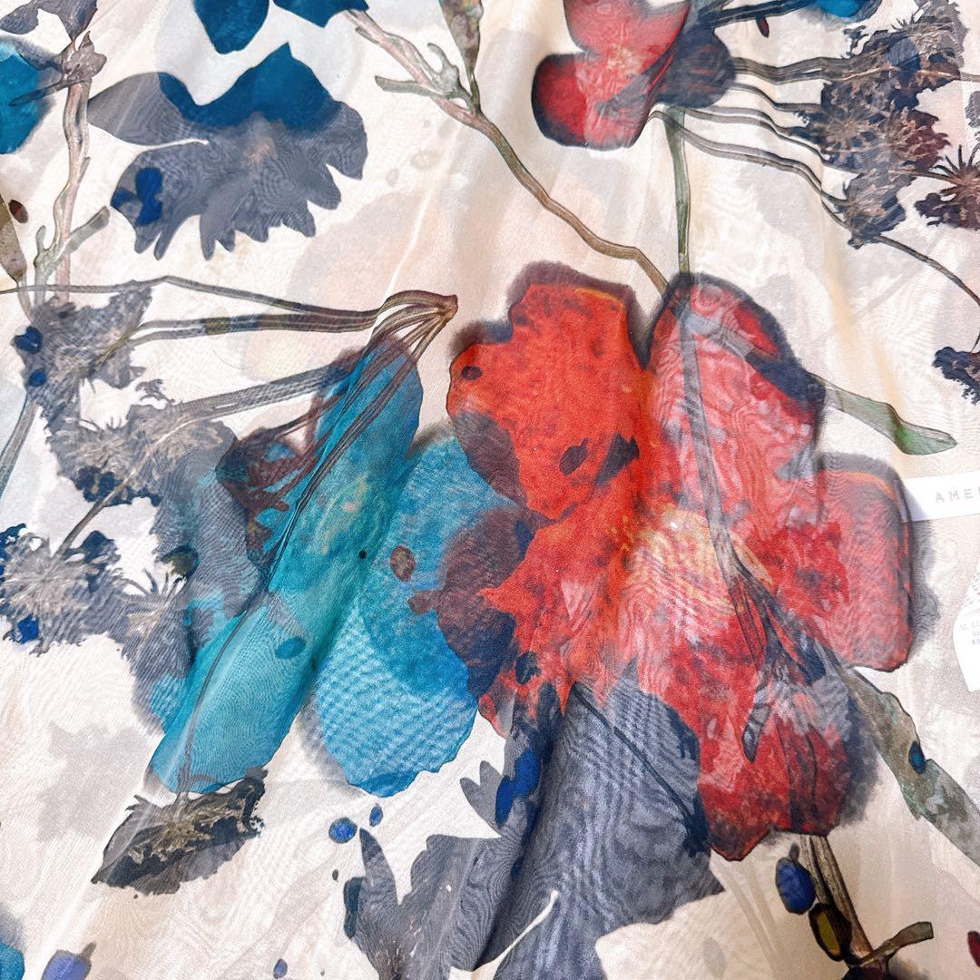 ワンピース Ameri SCAN FLOWER CHIFFON DRESS M