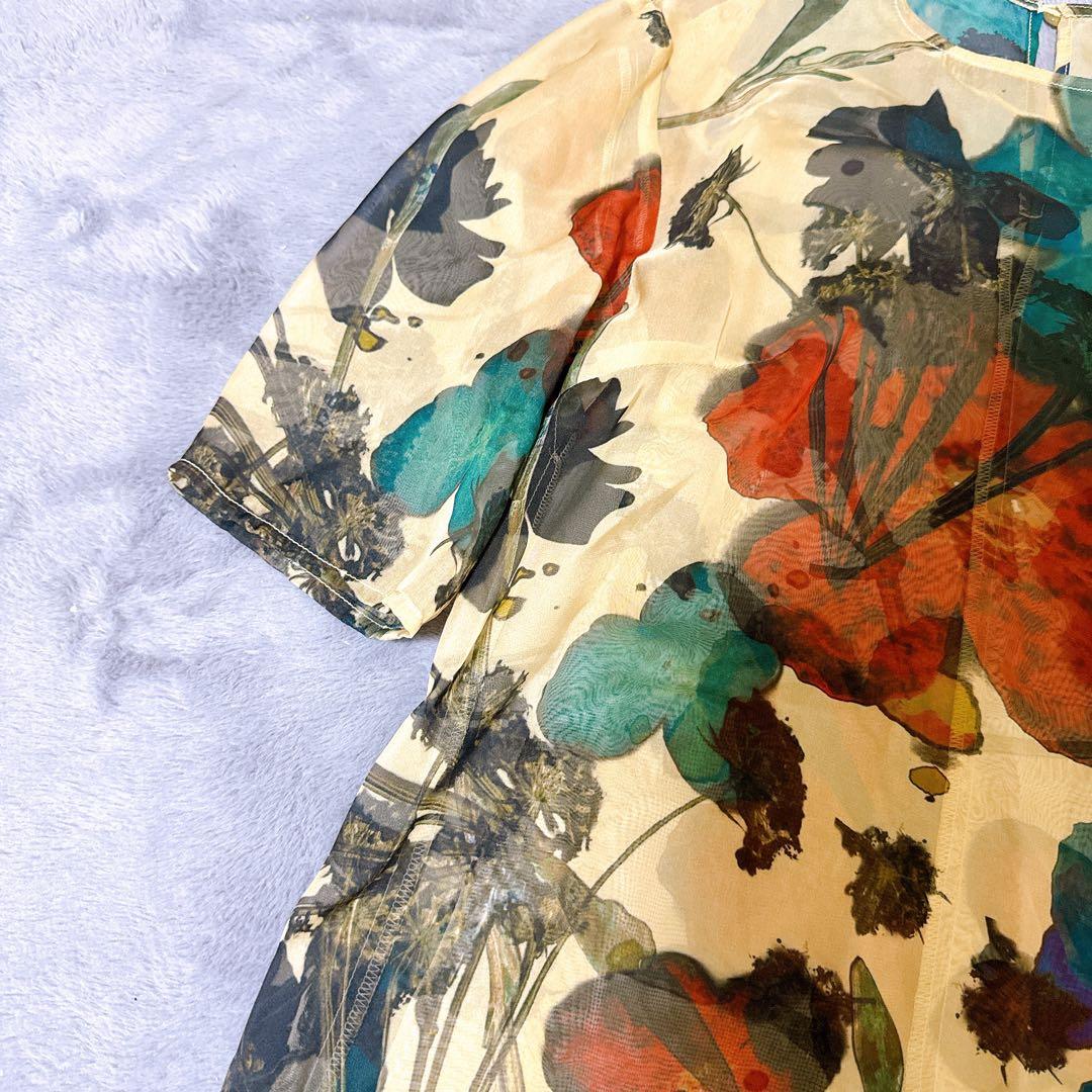 ワンピース Ameri SCAN FLOWER CHIFFON DRESS M