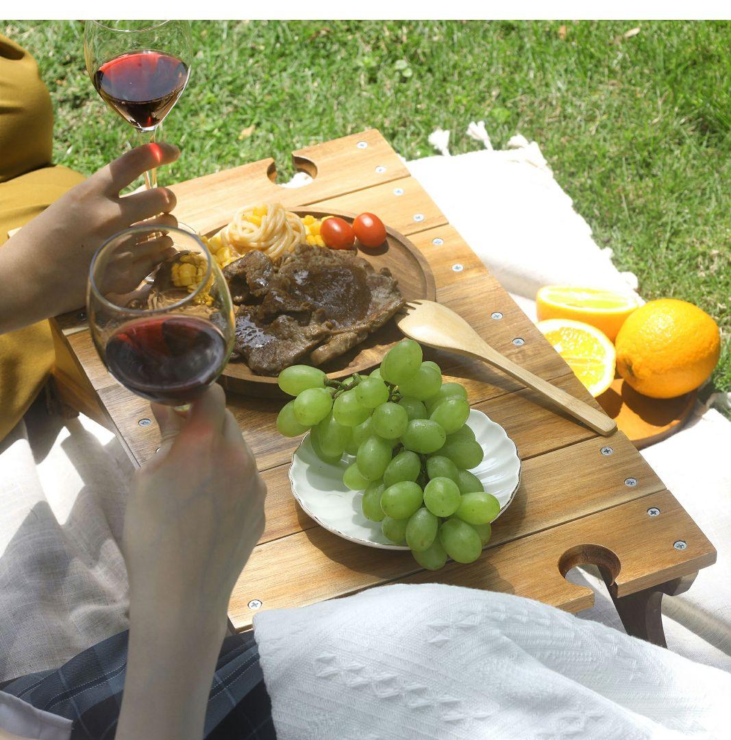 良木工房　YOSHIKI 木製　バスケット　折り畳み式　テーブル 2way