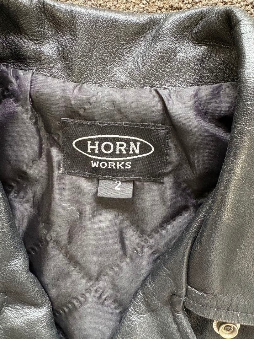 HORN WORKS レザーライダース ダブル ブラック　サイズM