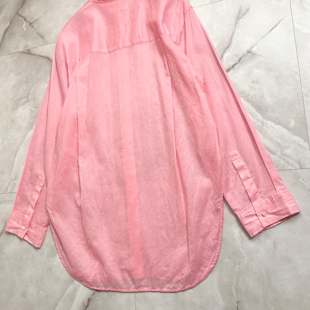 A18678 美品 リアムプラージュ 24SS シアーバンドカラーシャツ ピンク
